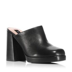 AQUA Leather Block Heel Mules